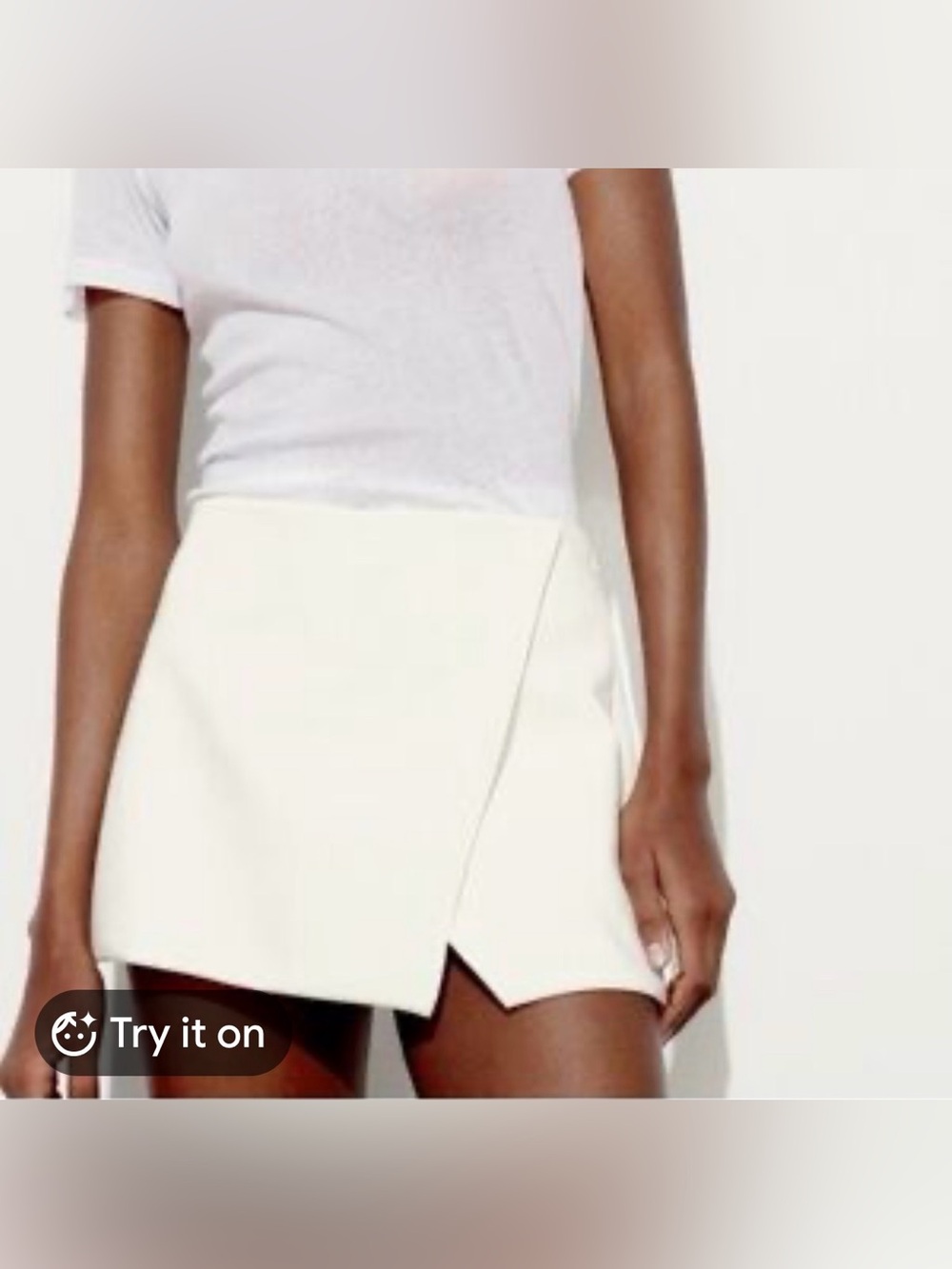 Zara Ivory Wrap-Style Mini Skirt
